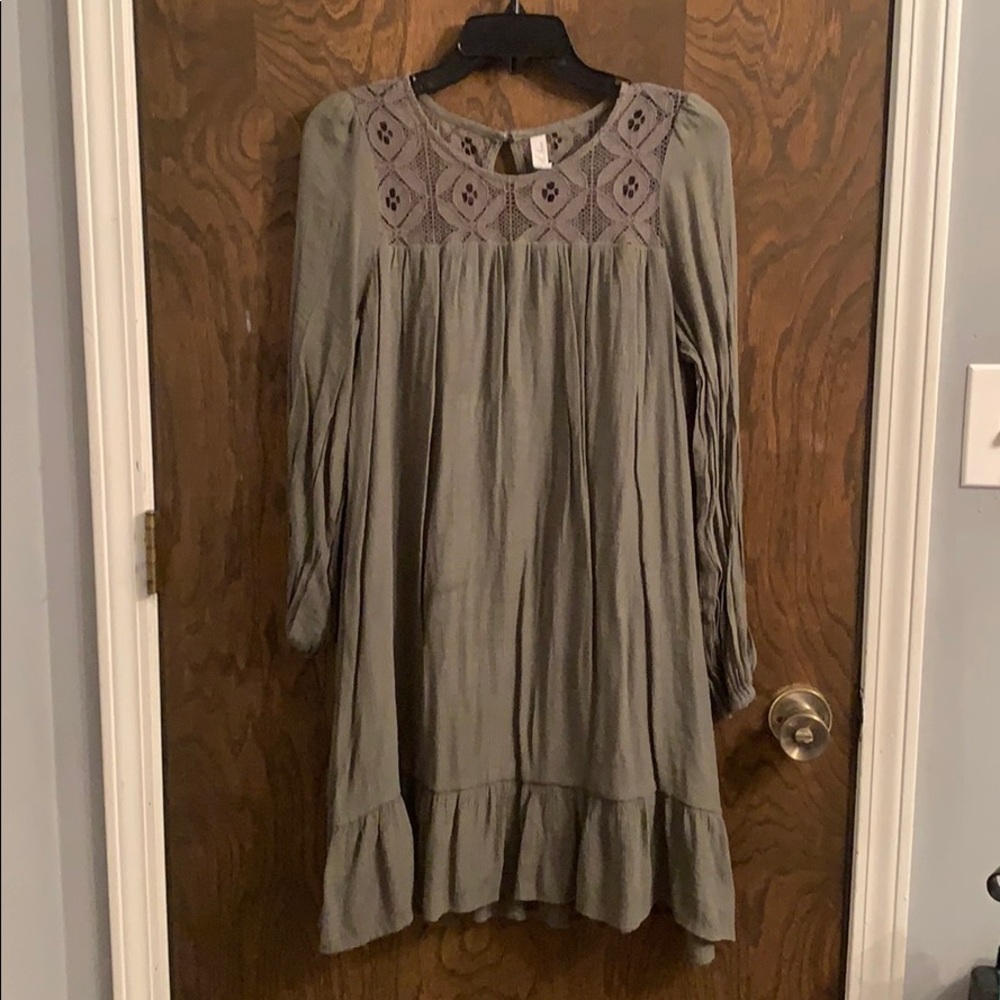 Dark Olive Long Sleeved Dress